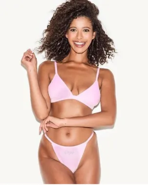 Playboy Velour bralette rosa velluto con strass