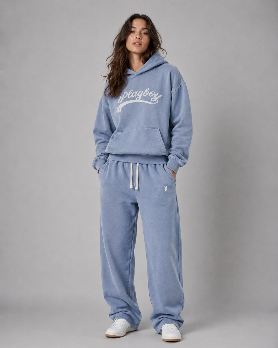 Playboy Logo Set tuta azzurra felpa e joggers unisex