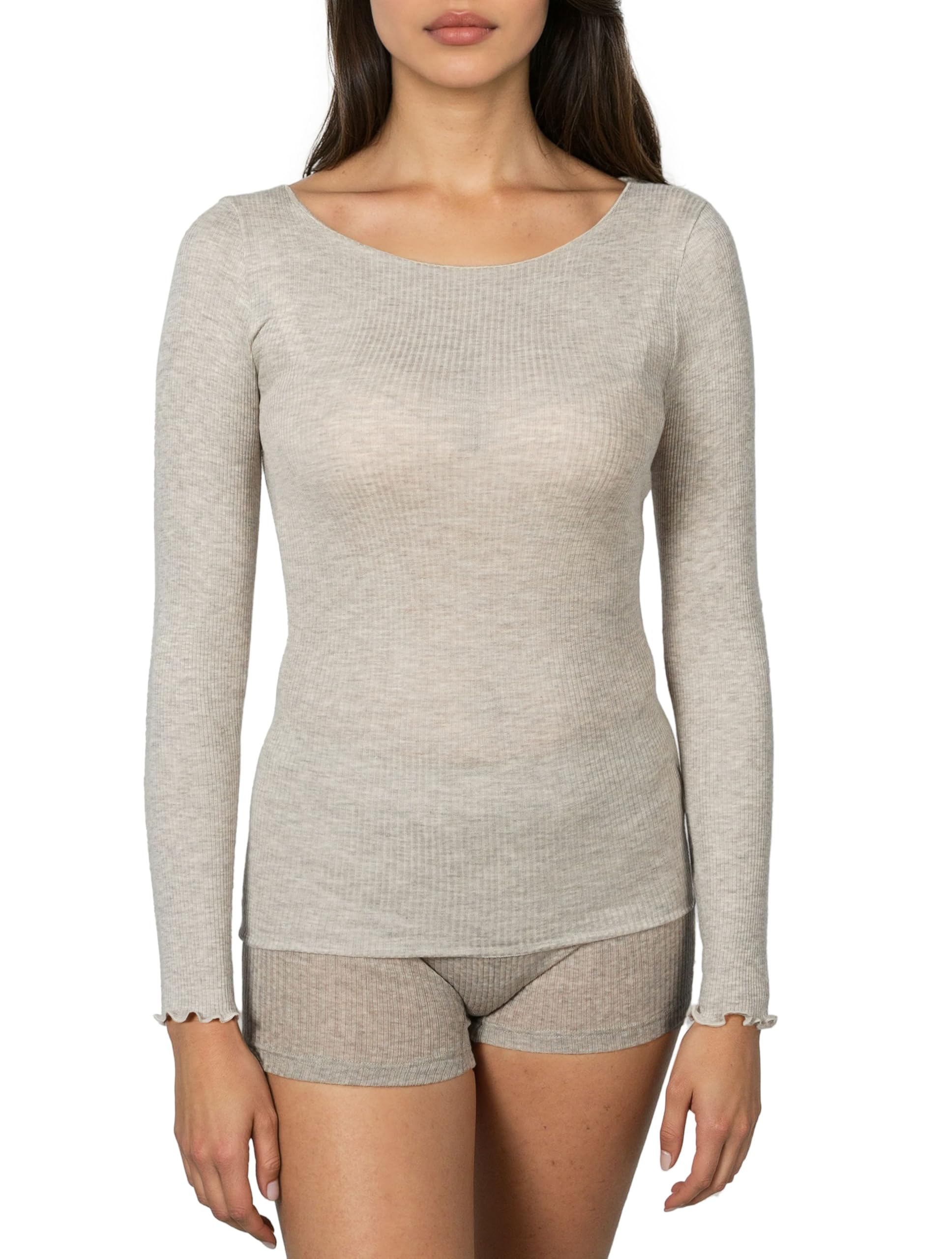 Egi 5140 maglia manica lunga modal cashmere bianco S-M