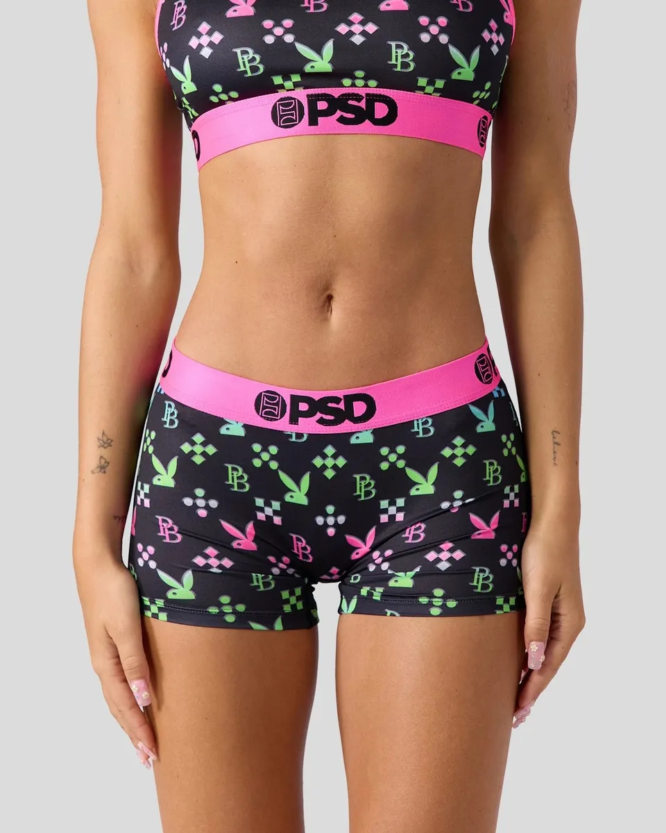 Playboy x PSD Emblem boyshort nero stampa multicolor