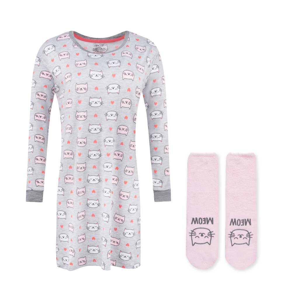 René Rofé Butter Soft Sleepshirt camicia notte con calzini