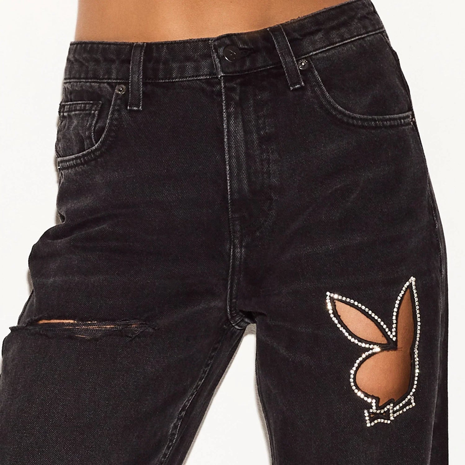 Playboy High Rise Wide Leg jeans neri 27