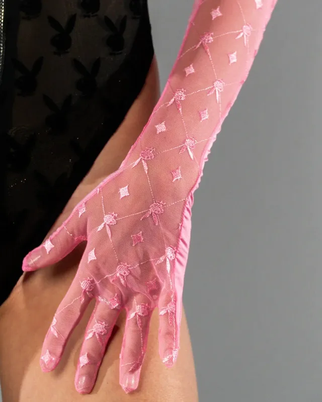 Playboy Icon Gloves guanti mesh neri taglia unica
