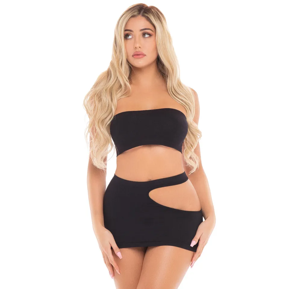 René Rofé Femme Completo Sexy 2 Pezzi Nero Taglia Unica rete