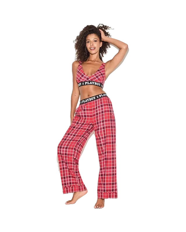 Playboy Red Plaid Flannel bralette rossa scozzese