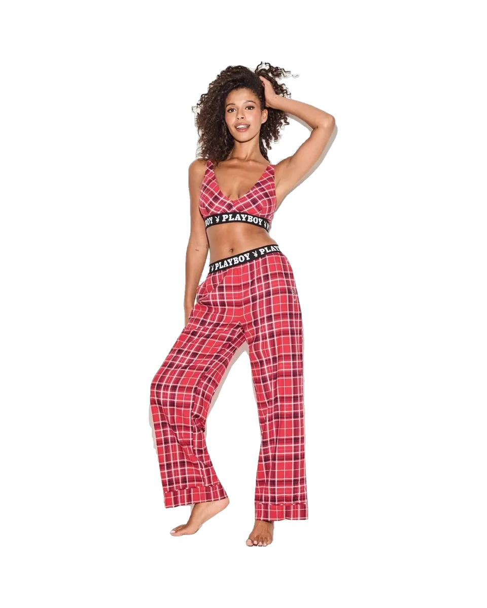Playboy Red Plaid Flannel bralette rossa scozzese