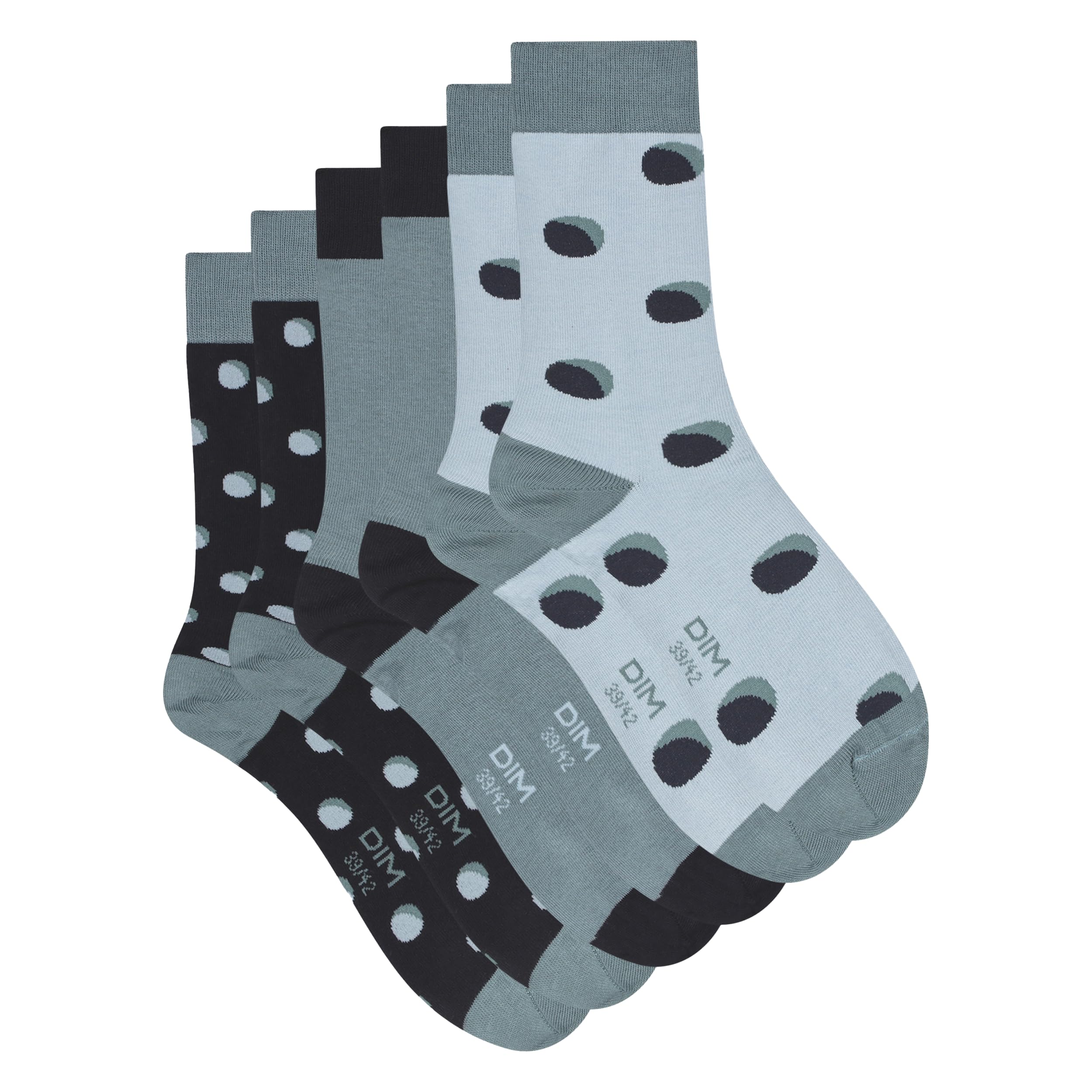 DIM Calzini Uomo Cotone Pois Nero Grigio 39-42 x3