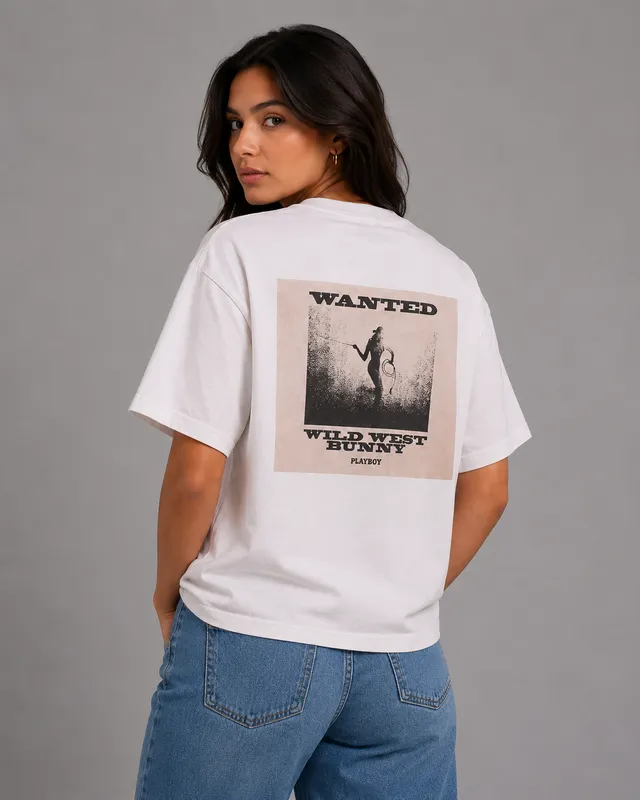 Playboy Wanted Bunny t-shirt donna bianca cotone