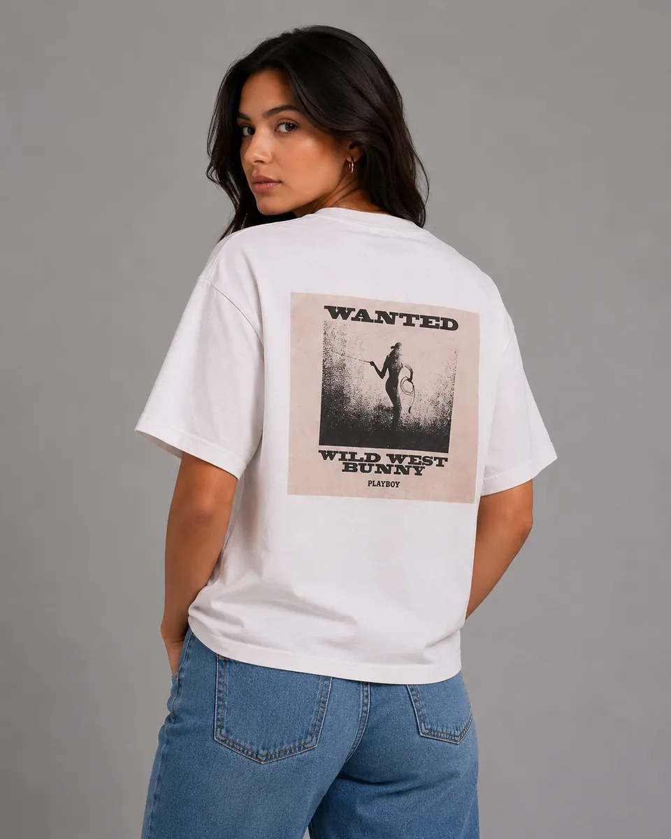 Playboy Wanted Bunny t-shirt donna bianca cotone