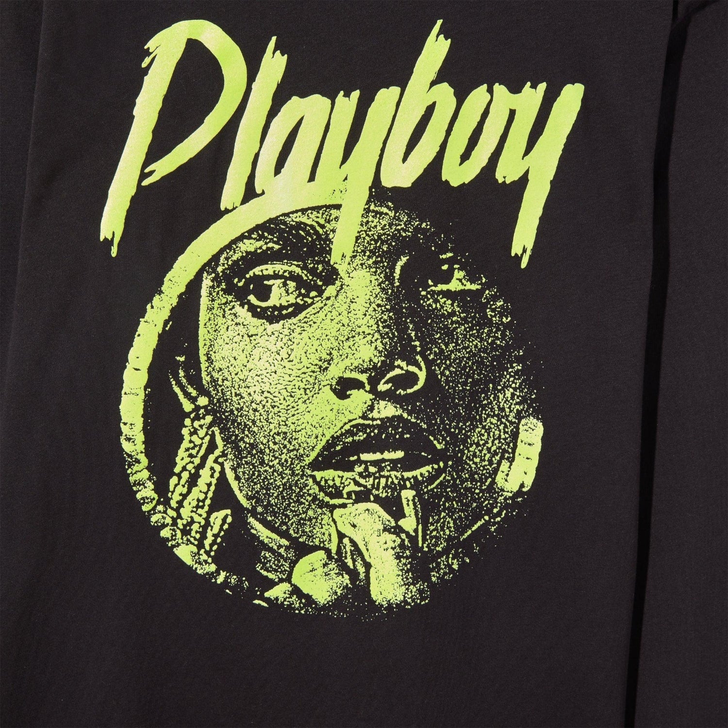Playboy Yoli Lara t-shirt nera cotone fosforescente