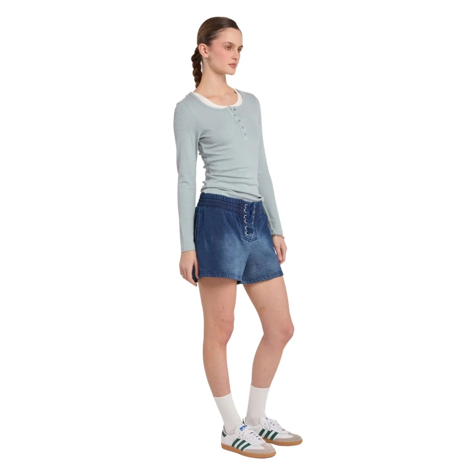 Playboy Fray Boy shorts indaco lacci elastico ricamo