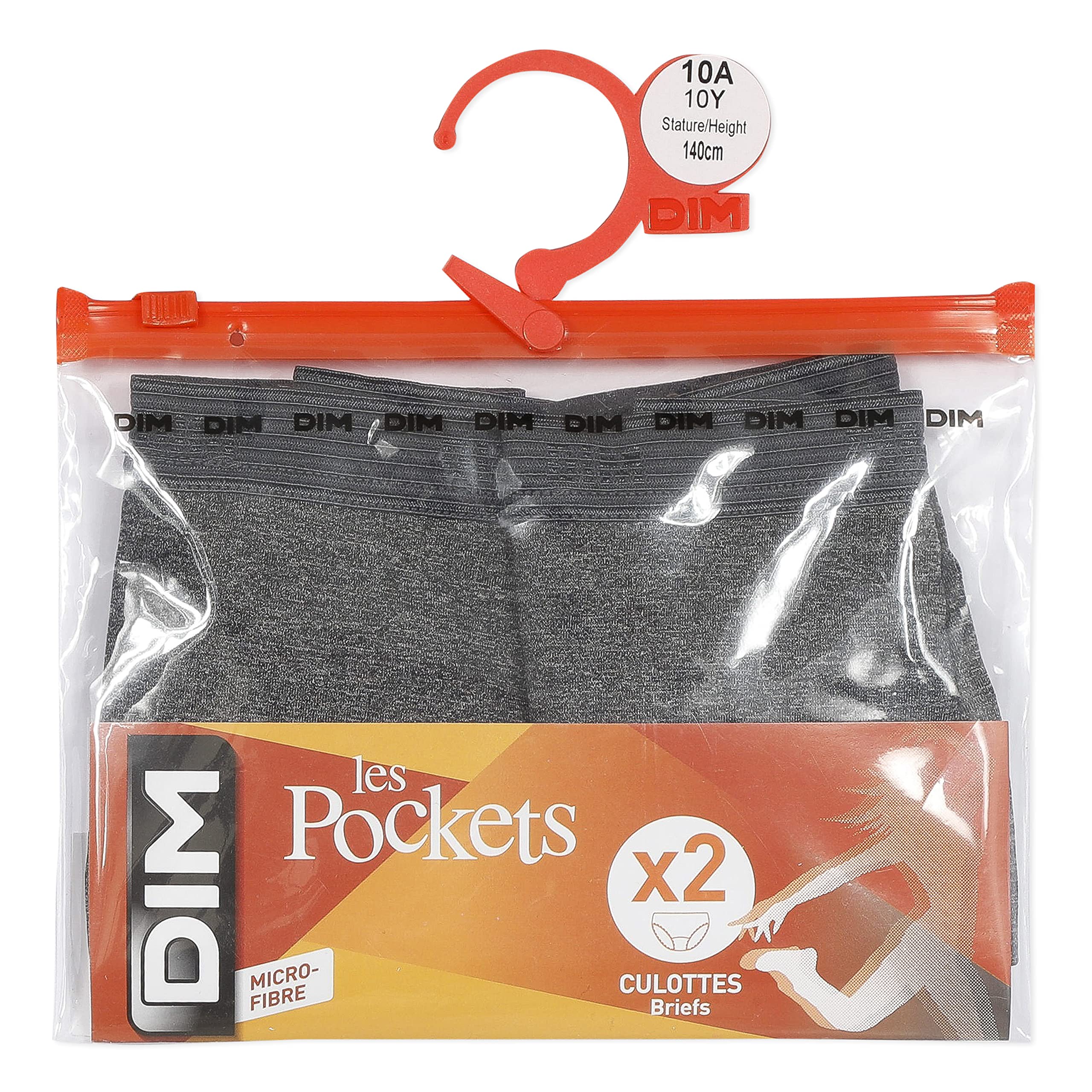 DIM Les Pockets slip bambina microfibra x2