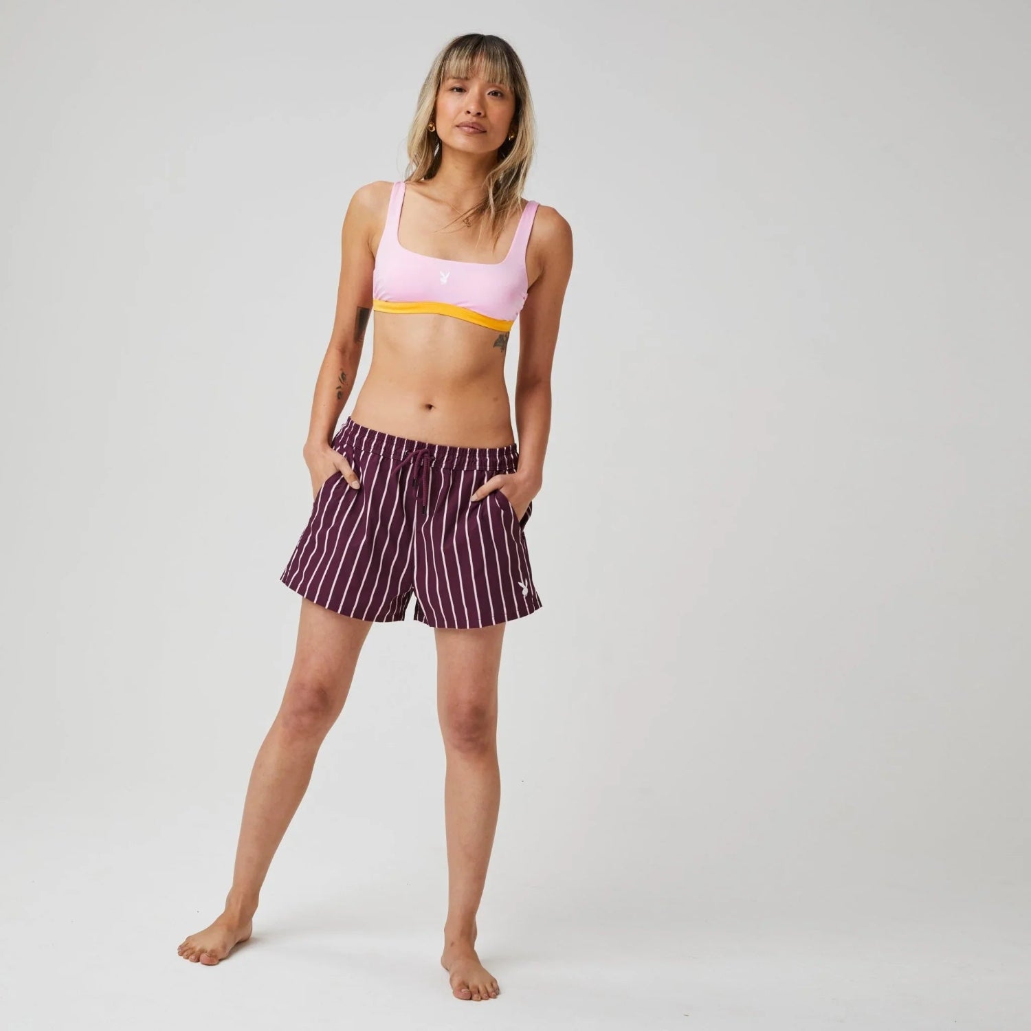 Playboy Shirting Strip Boardshort Burgundy Uomo