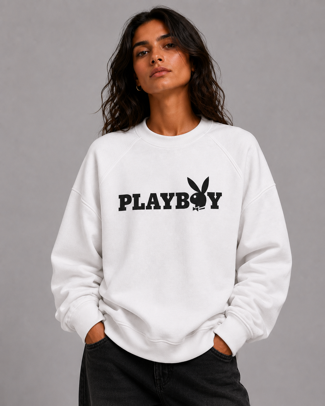 Playboy Masthead felpa nero vintage unisex cotone