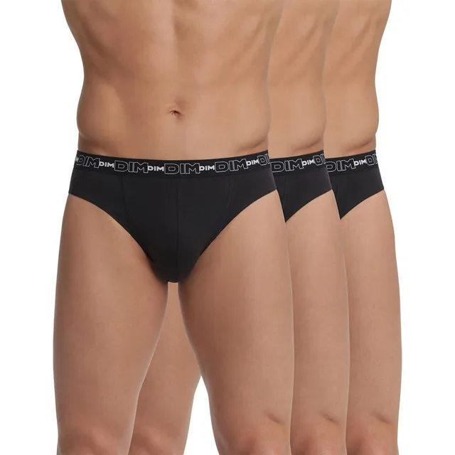 DIM Slip Uomo 3 Pezzi Nero L Cotone Elasticizzato
