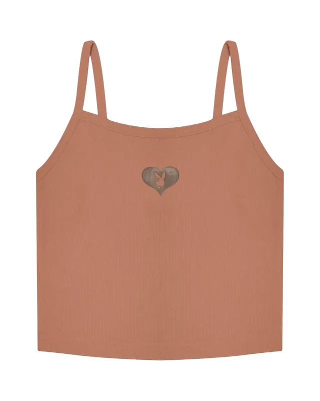 Playboy Bunny Heart canotta cropped beige tondo