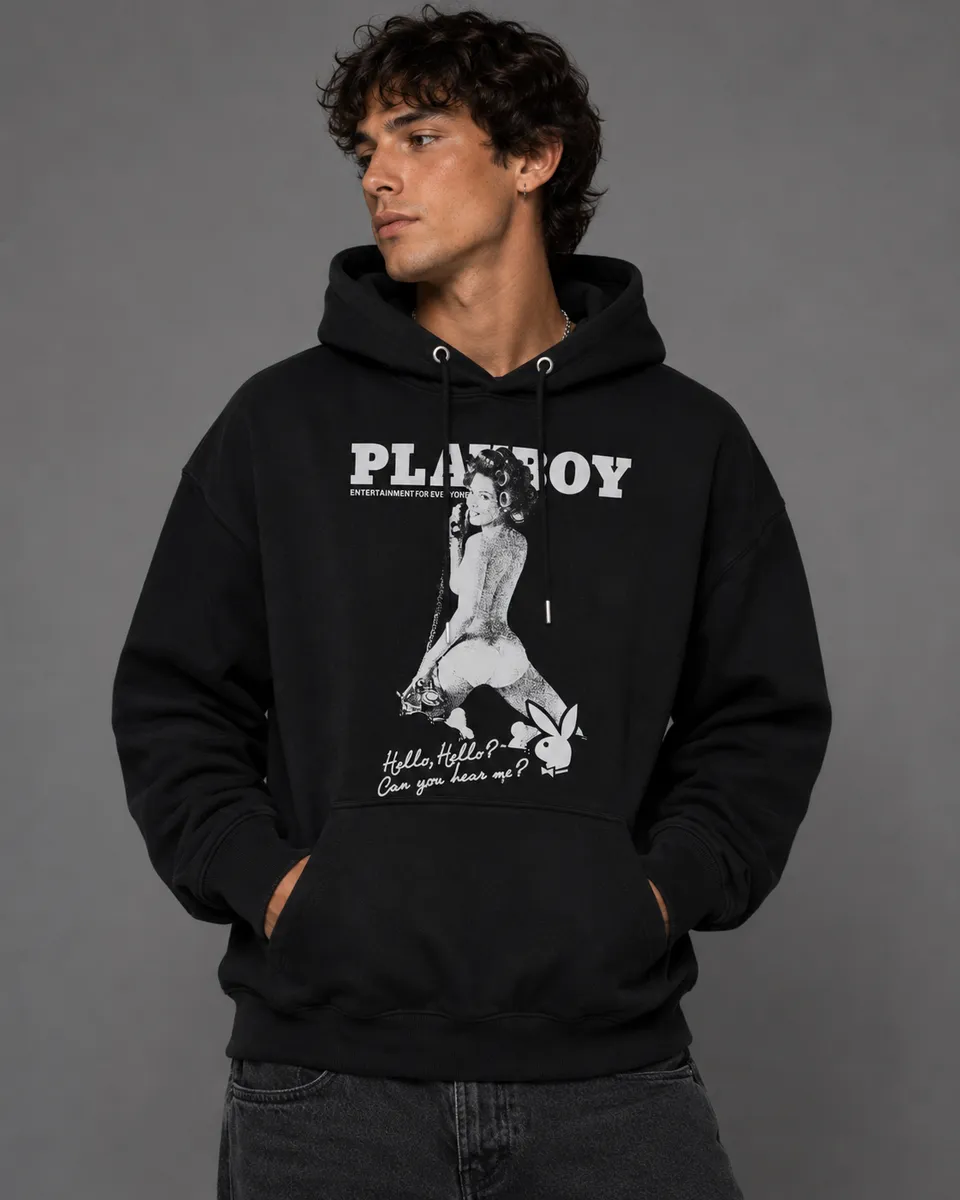Playboy Seduction felpa cappuccio unisex cotone nera