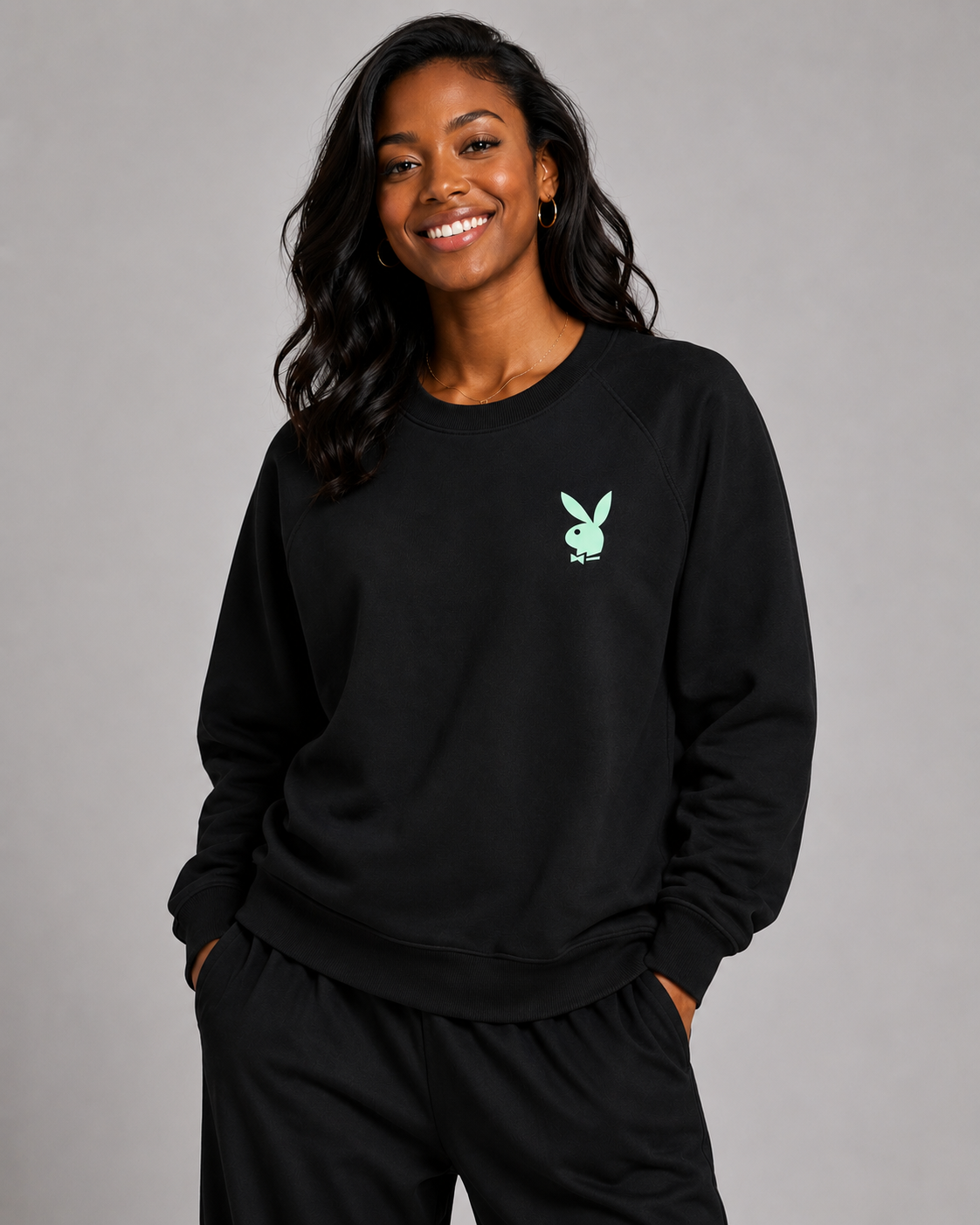 Playboy Gaze felpa unisex nera girocollo grafica archive