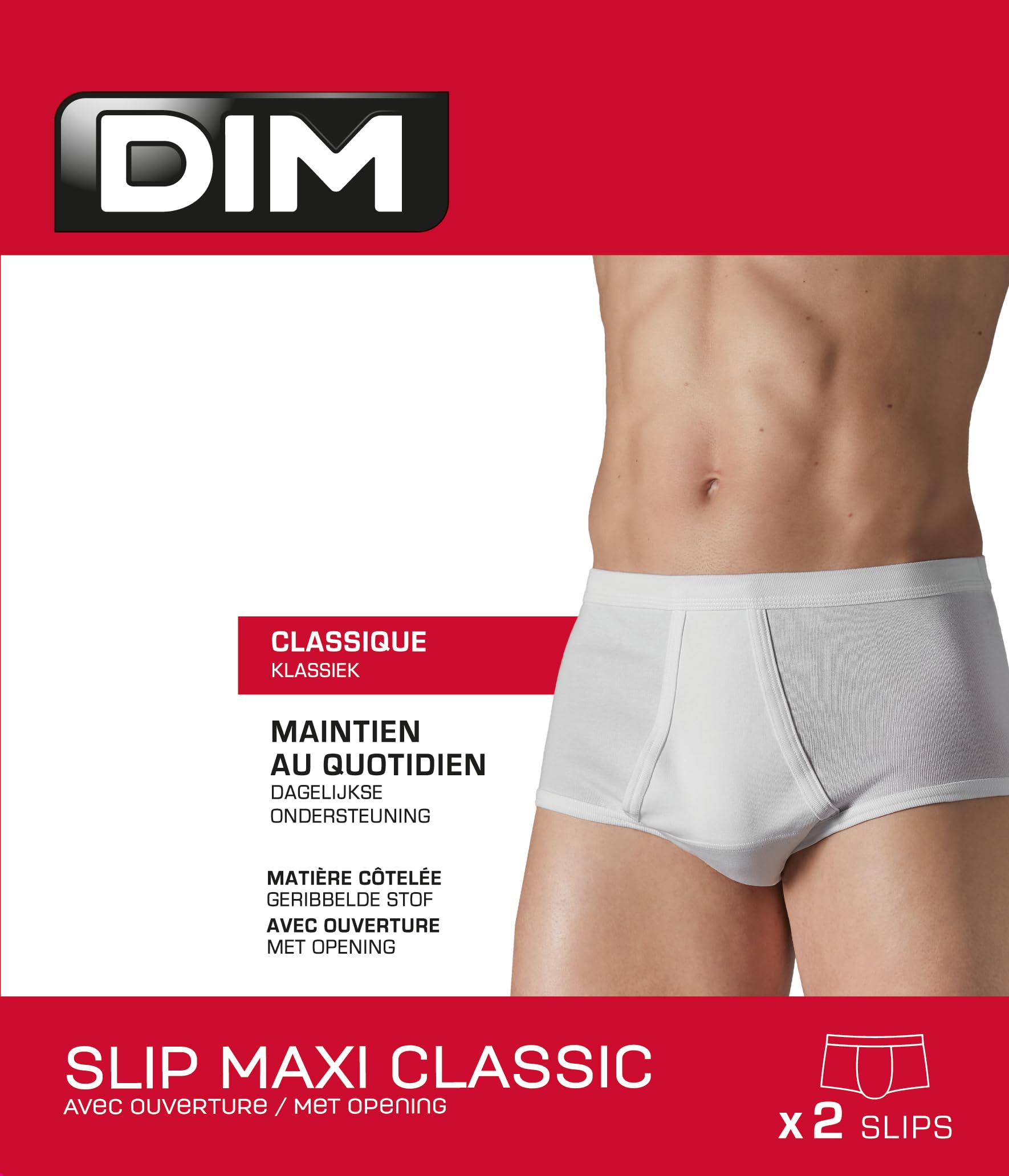 DIM Maxi Classic Slip Uomo L x2 bianco cotone