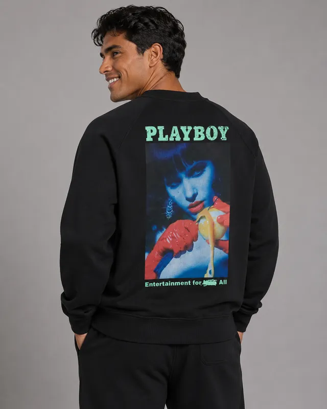 Playboy Gaze felpa unisex nera girocollo grafica archive