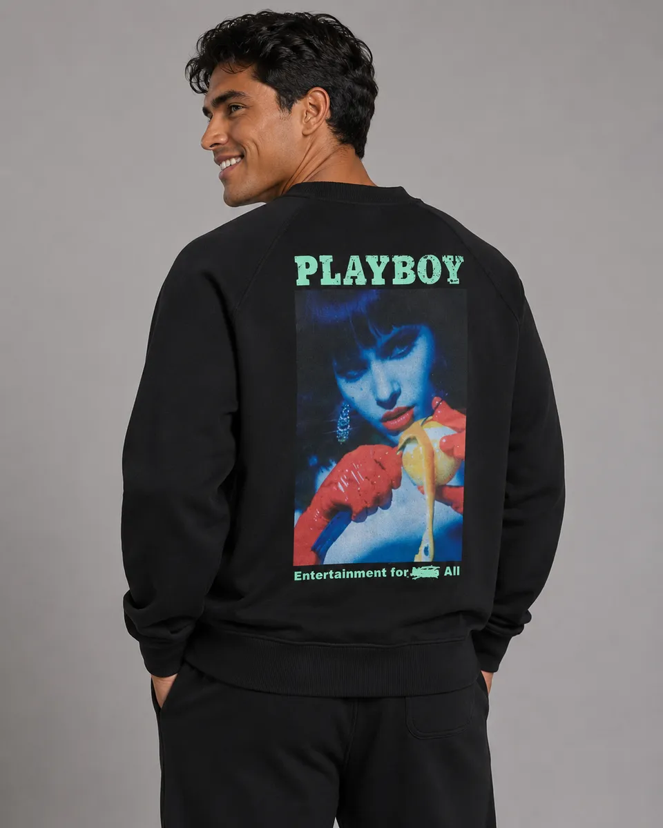 Playboy Gaze felpa unisex nera girocollo grafica archive