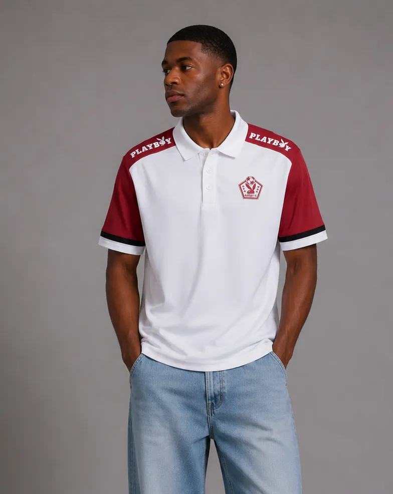Playboy FC Crest polo jersey bianca football