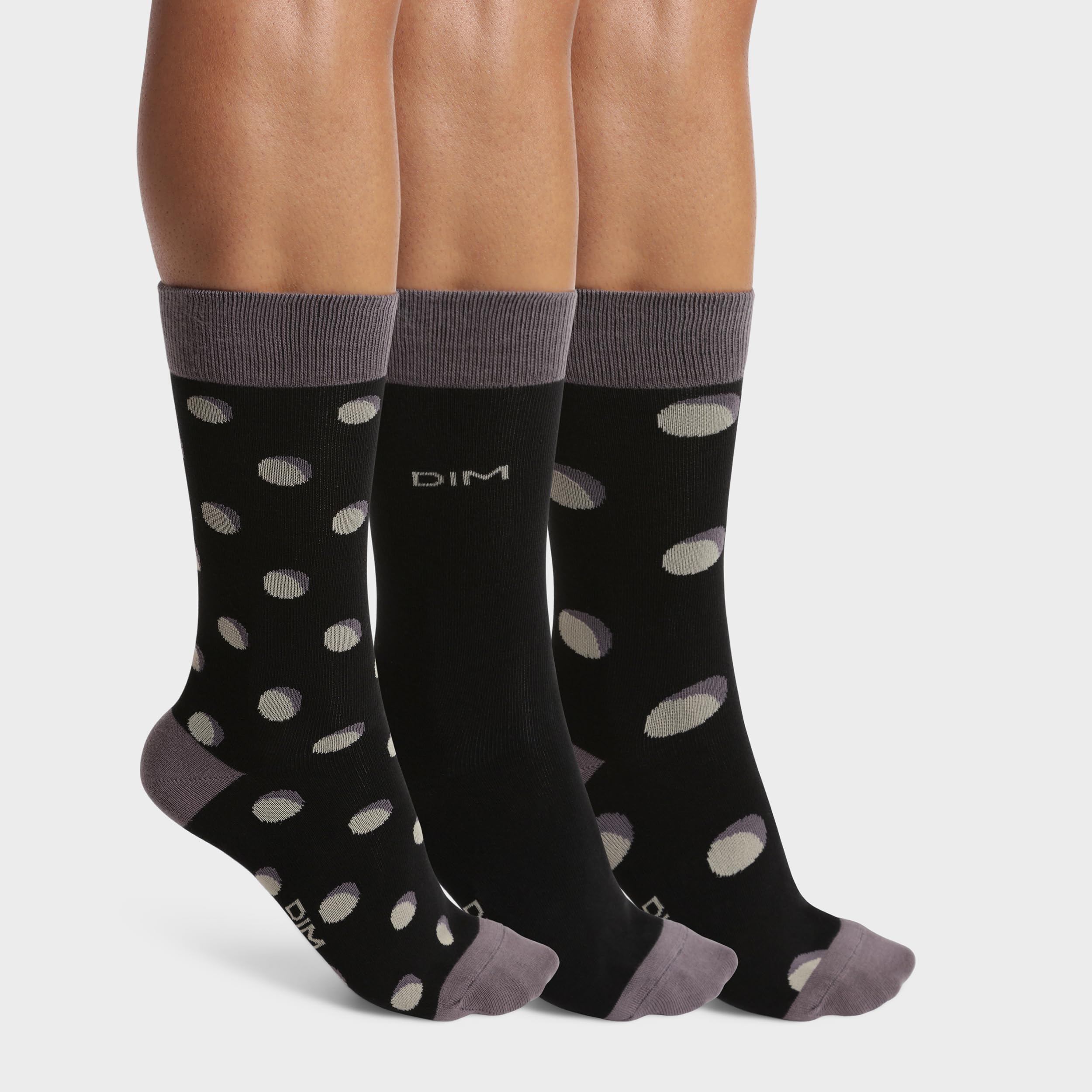 DIM Calzini Uomo Cotone Pois Nero Grigio 39-42 x3