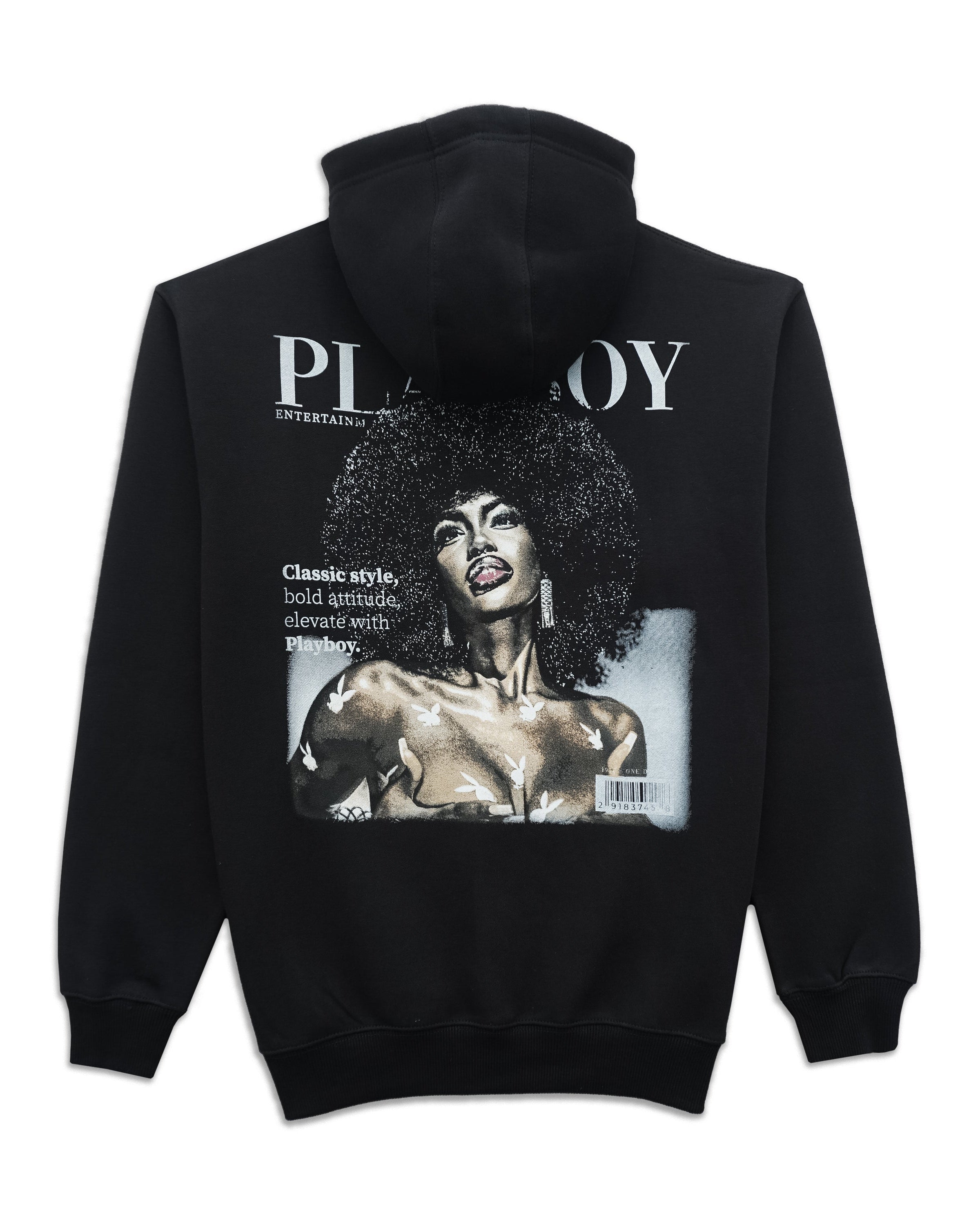 Playboy Class Classic Hoodie felpa nera con cappuccio