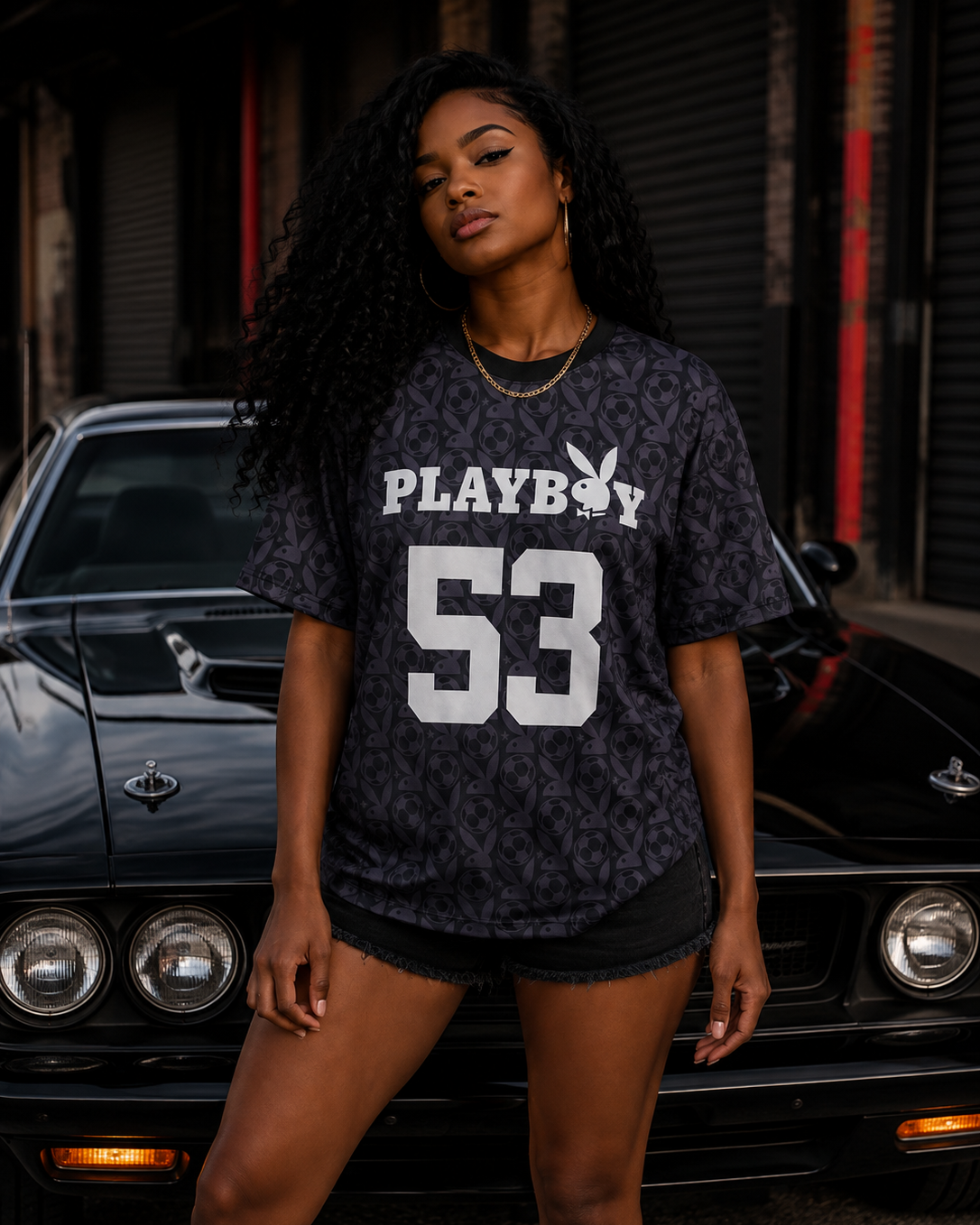 Playboy Monogram 53 Maglia Nera in Poliestere