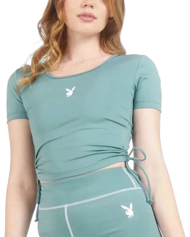Playboy Active Square Neck crop top verde riciclato
