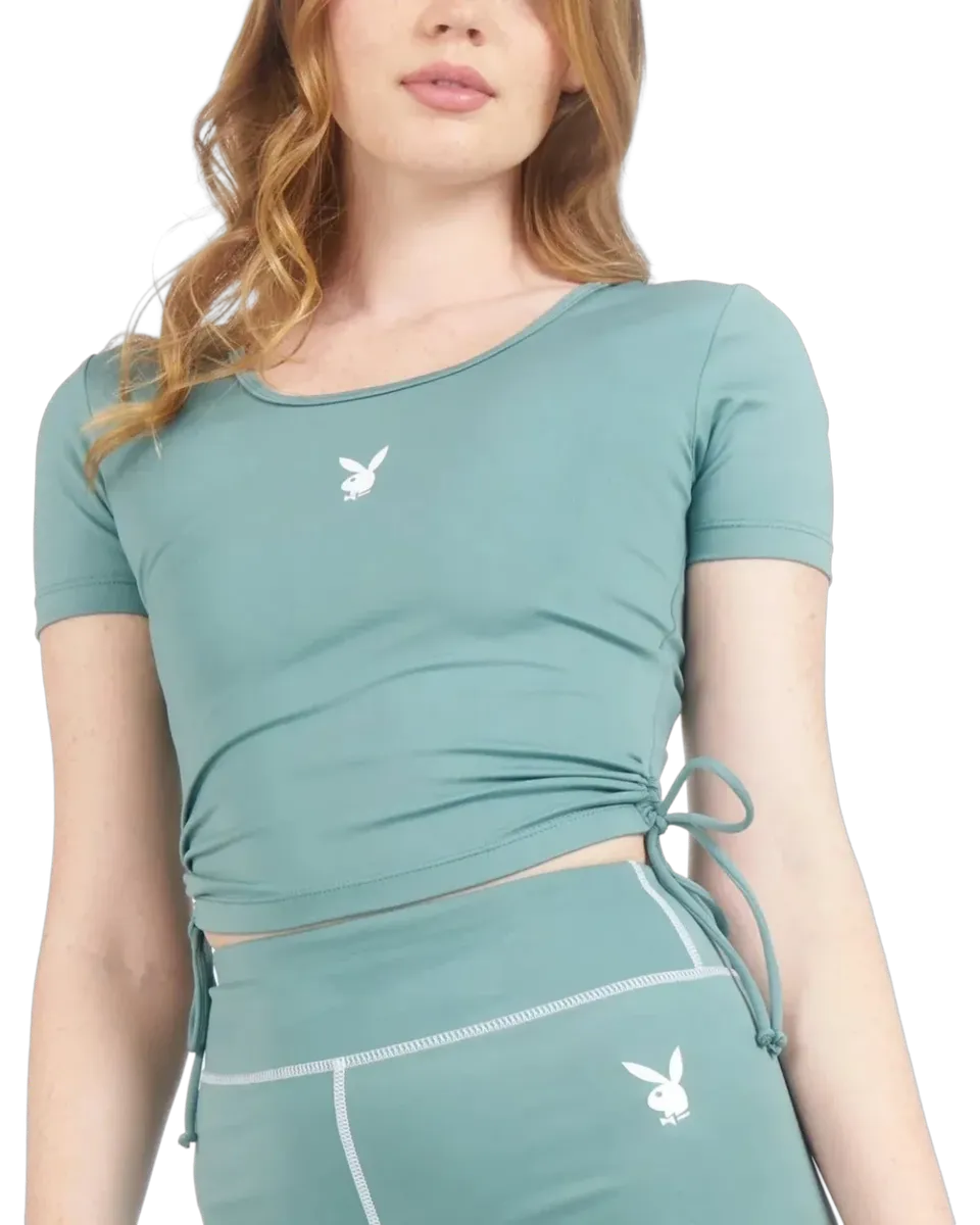 Playboy Active Square Neck crop top verde riciclato