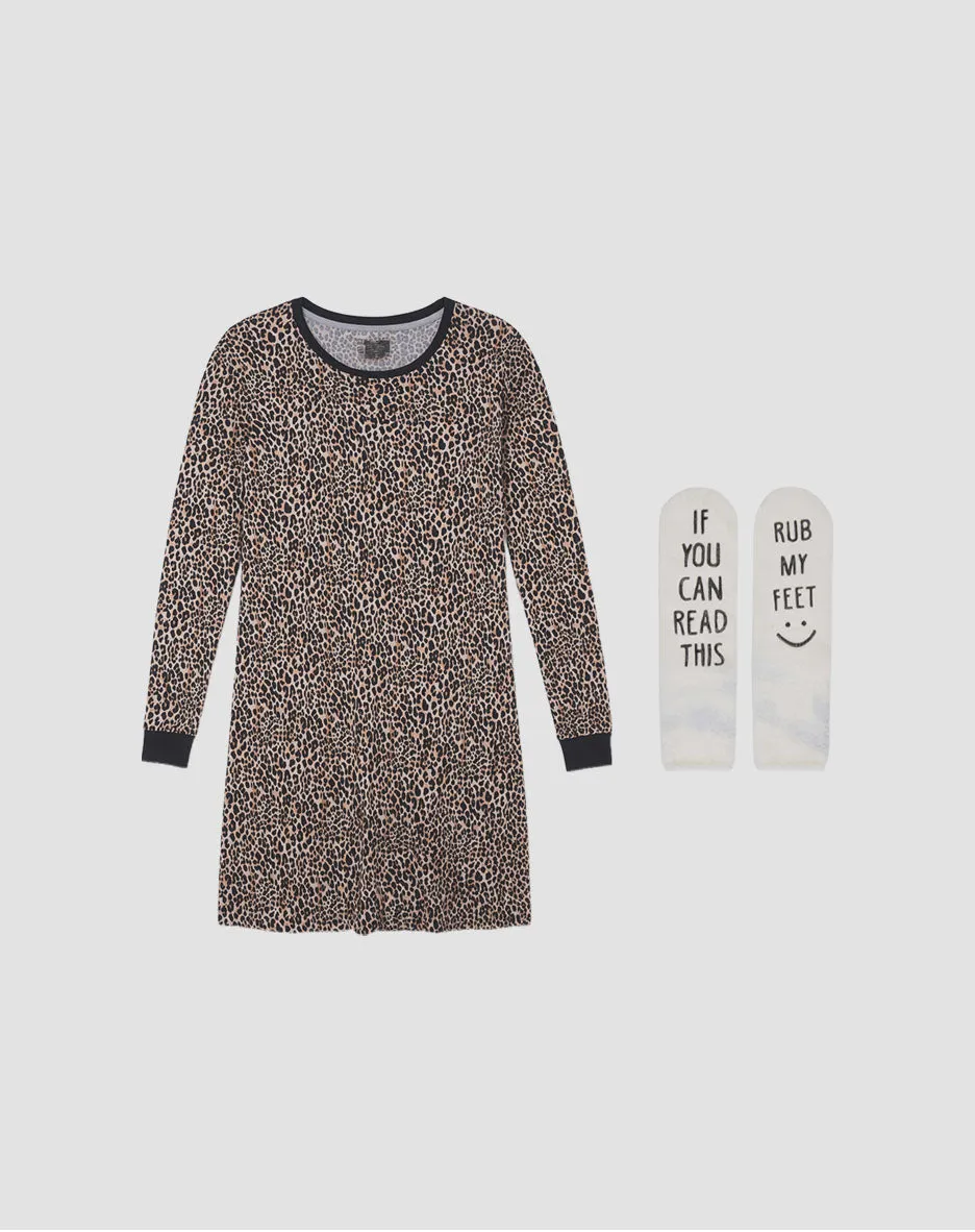 René Rofé Butter Soft Sleepshirt camicia notte con calzini