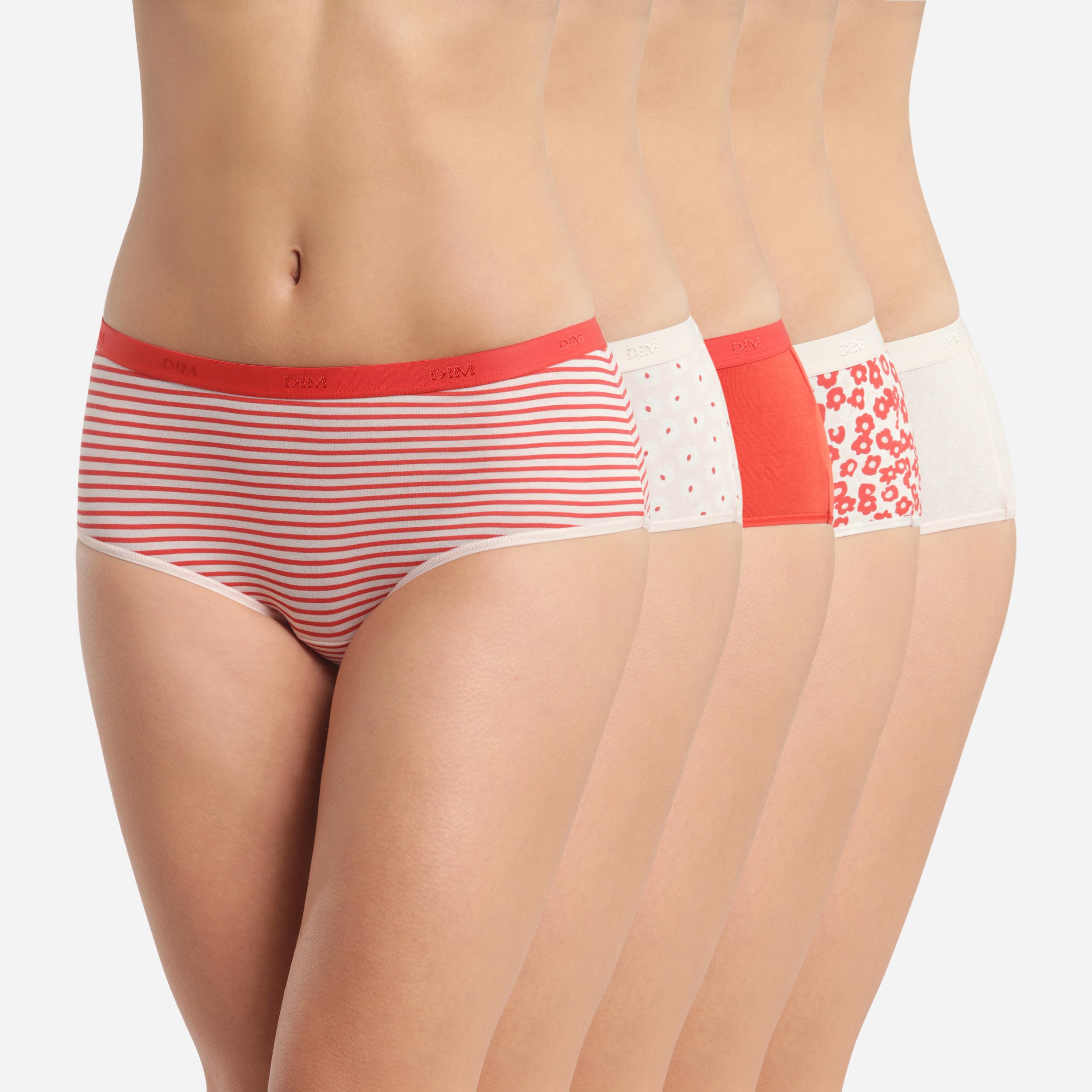 DIM Les Pockets culotte donna x5 S cotone rosso rosa