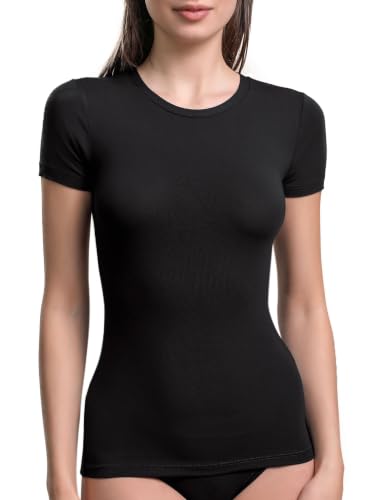 Egi 1132 Maglia Donna Mezza Manica Micromodal Nero S