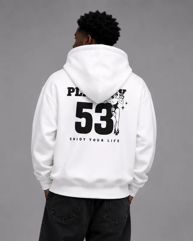 Playboy 53 Felpa con Zip Donna Uomo con Cappuccio Cotone