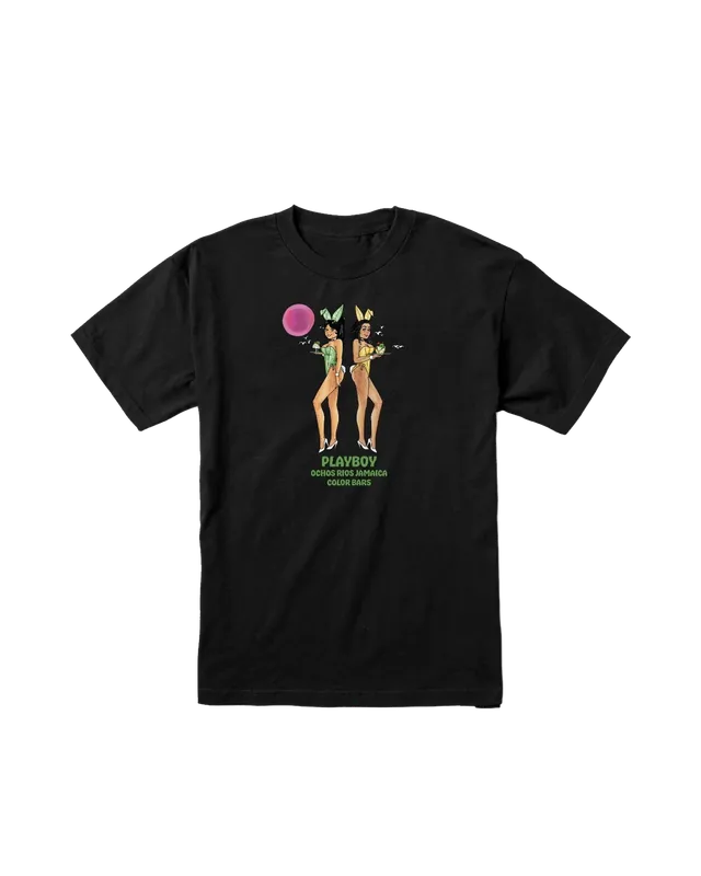 Playboy Jamaica Happy Hour t-shirt nera grafica tropicale