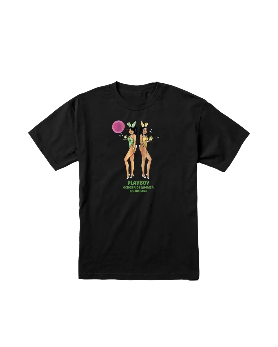 Playboy Jamaica Happy Hour t-shirt nera grafica tropicale