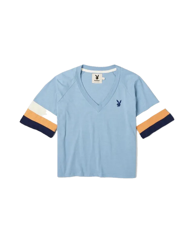Playboy Lake maglietta scollo a V cotone donna bianca