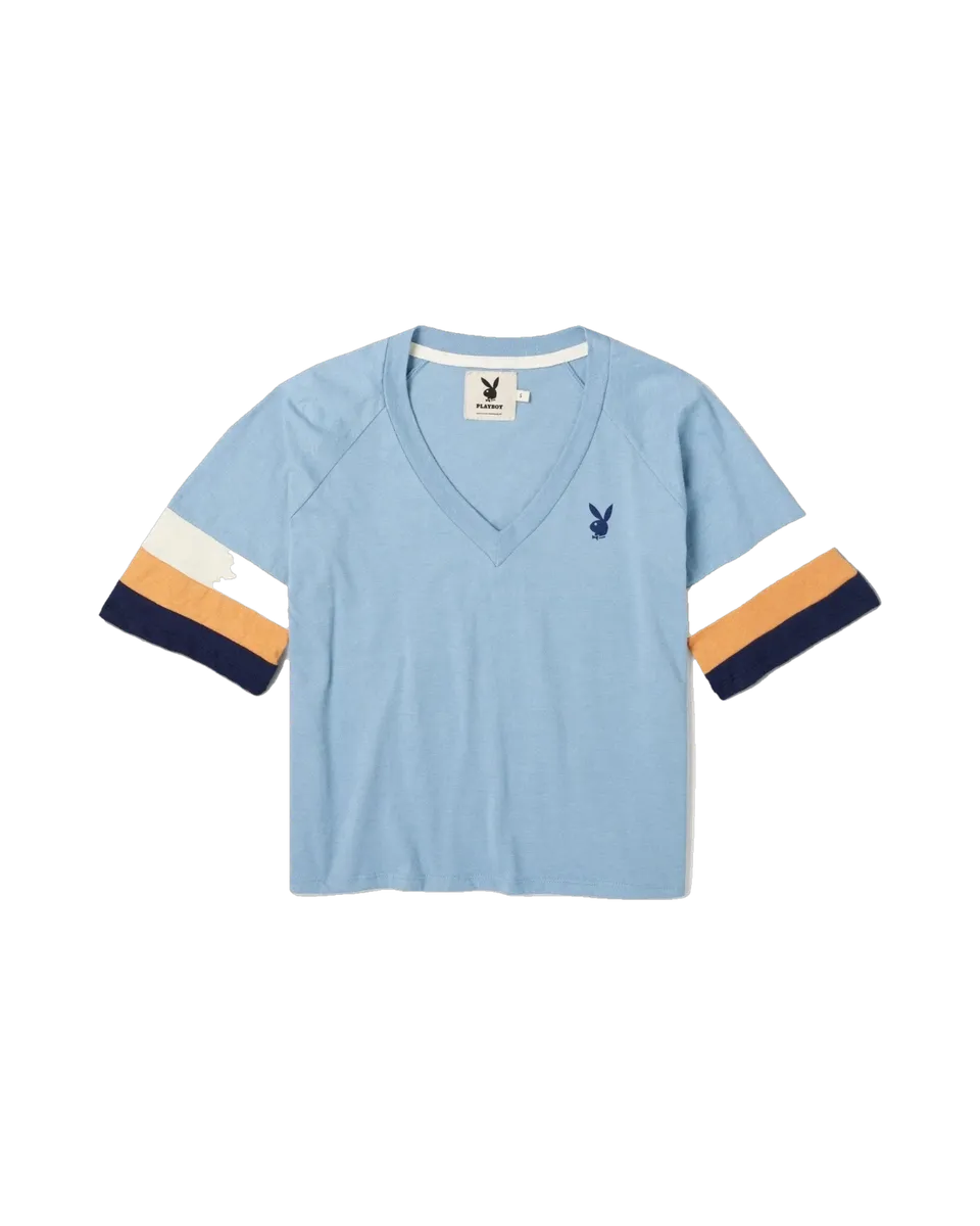 Playboy Lake maglietta scollo a V cotone donna bianca