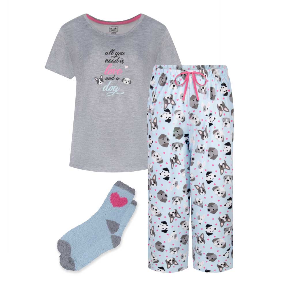 René Rofé Butter Soft pigiama capri M con calzini morbido
