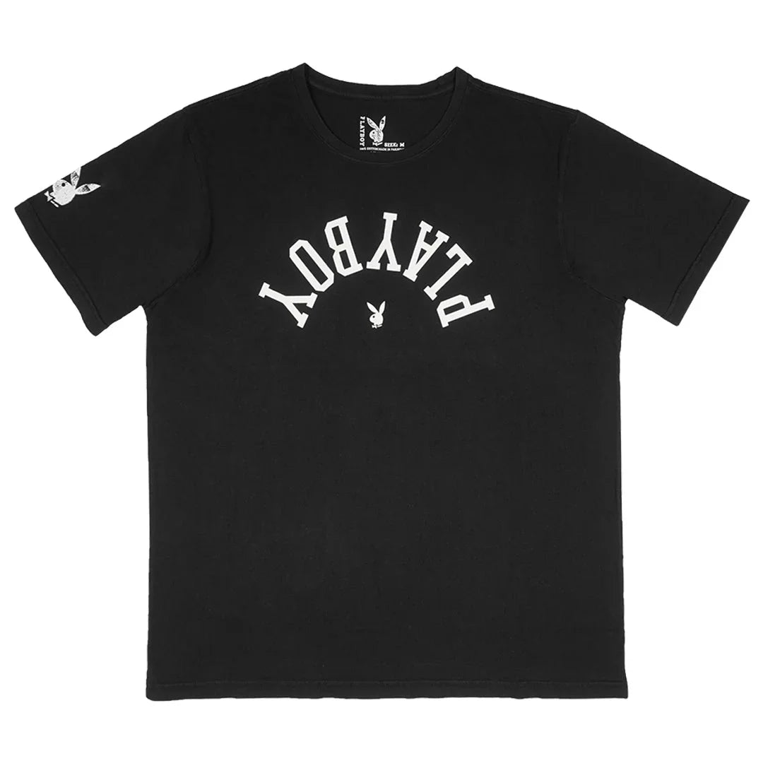 Playboy Upside Down Tee T-shirt Grigia logo rovesciato