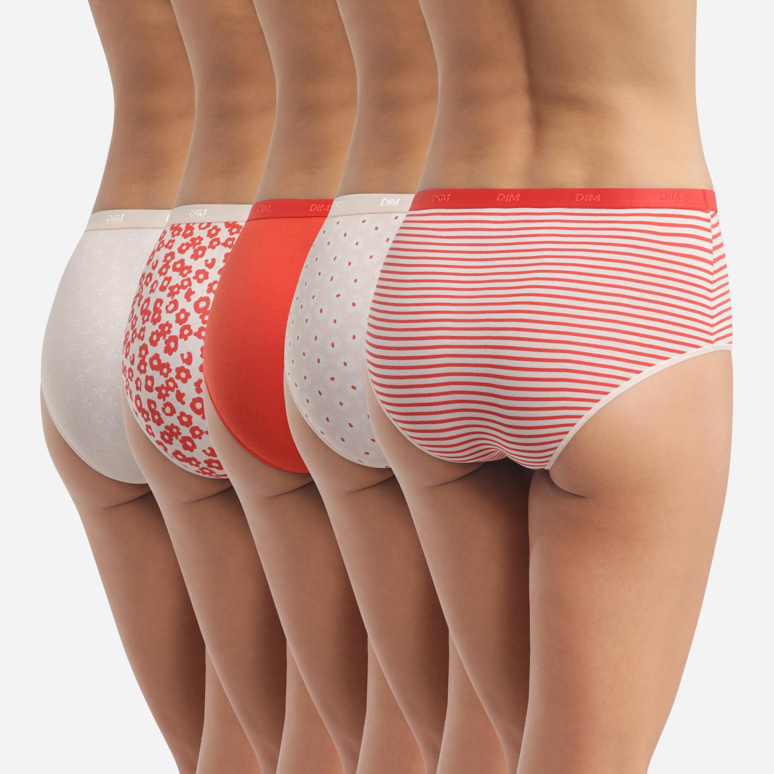 DIM Les Pockets culotte donna x5 S cotone rosso rosa