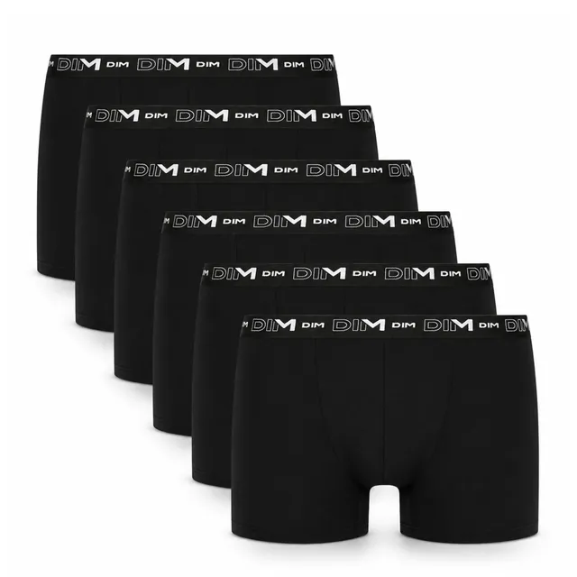 DIM Essential Boxer Uomo Cotone 6 Pezzi Nero Traspirante