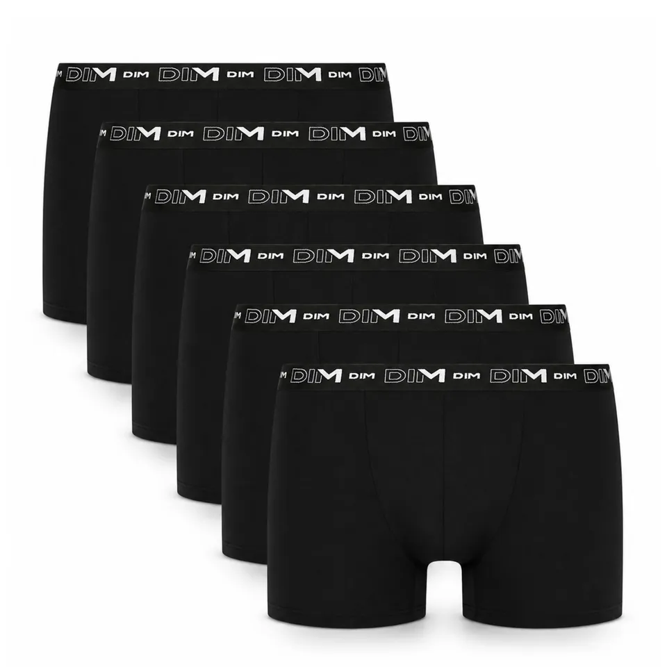 DIM Essential Boxer Uomo Cotone 6 Pezzi Nero Traspirante