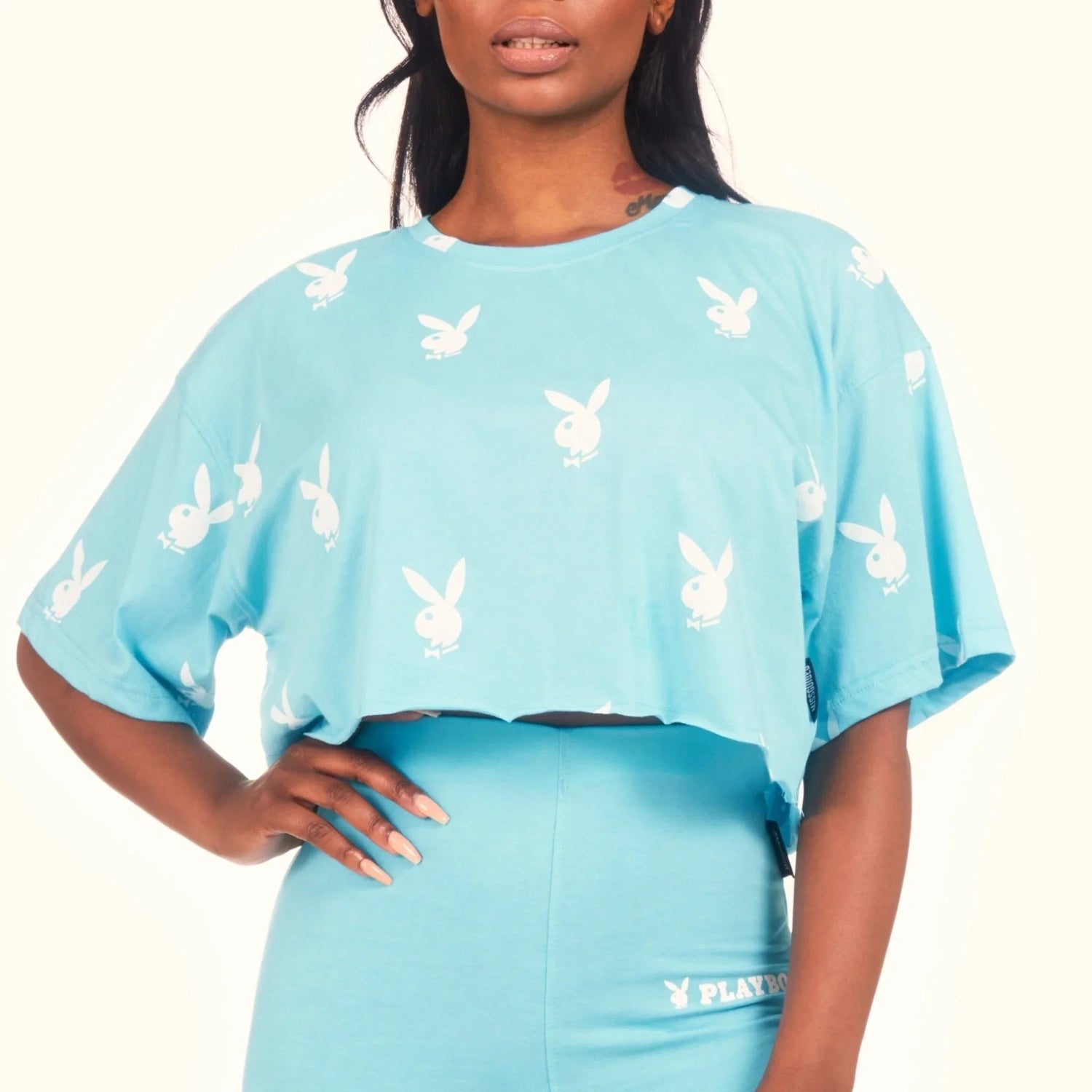Playboy Logo Cropped T-Shirt t-shirt rosa morbida