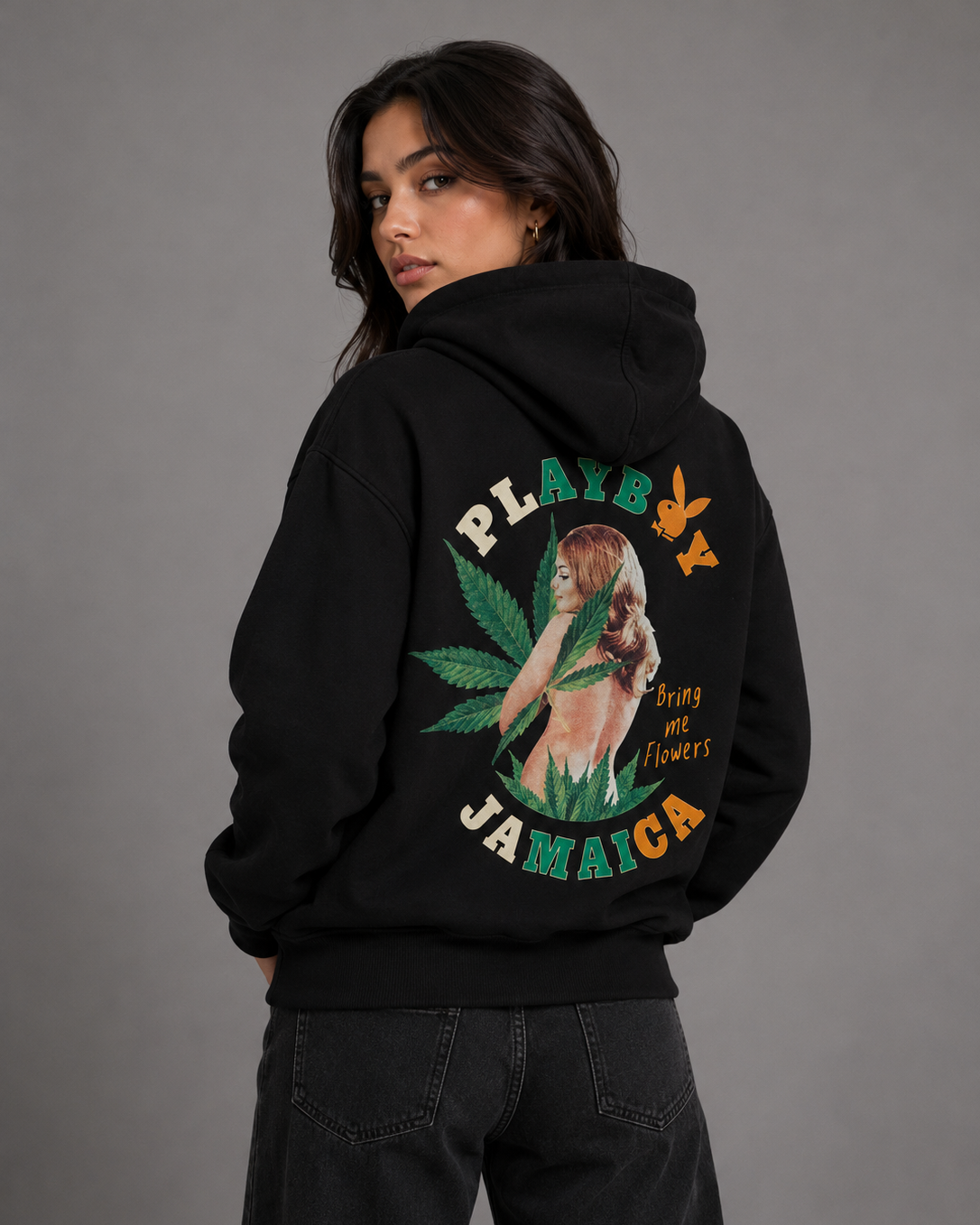 Playboy Jamaica Heat Felpa con Cappuccio Unisex Nera Pile