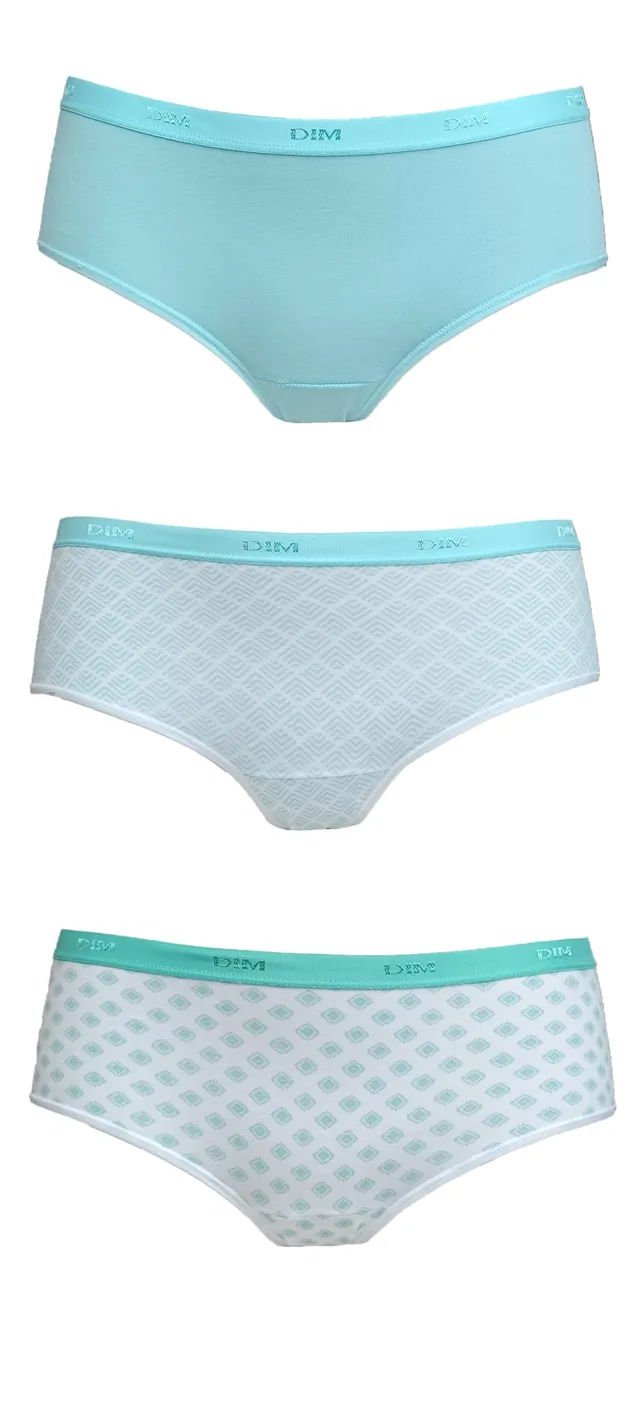 DIM Les Pockets Slip Donna x3 S Turchese Cotone