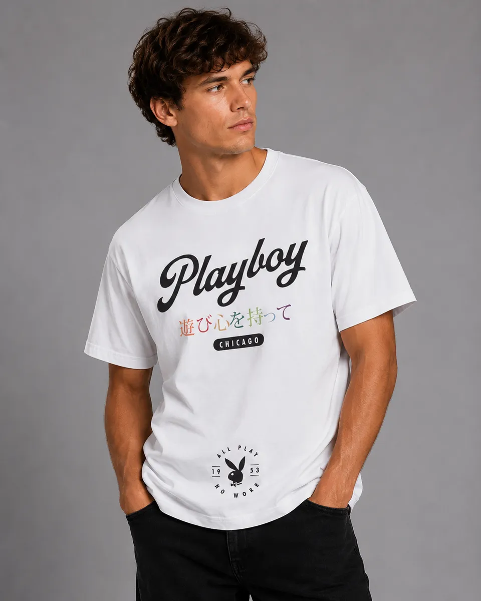 Playboy Chicago t-shirt nera unisex cotone