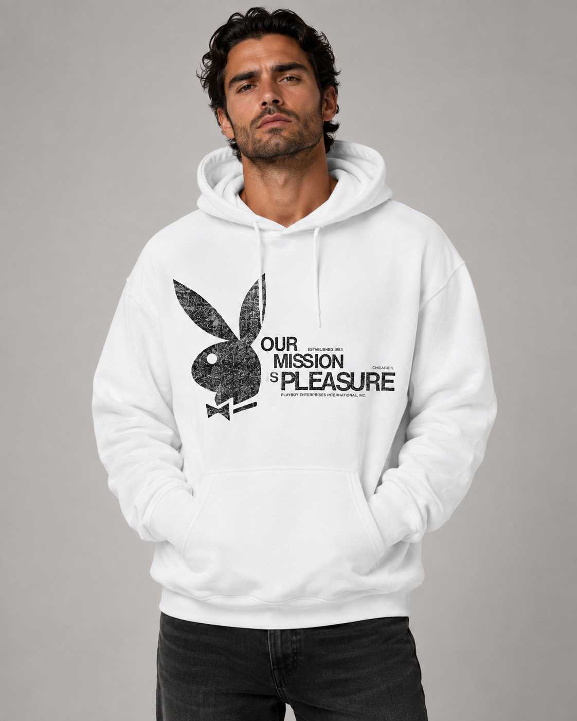 Playboy Our Mission felpa cappuccio nera unisex