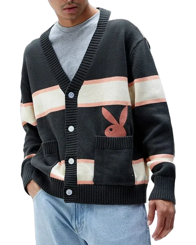 Playboy Peek-A-Boo cardigan uomo nero bottoni